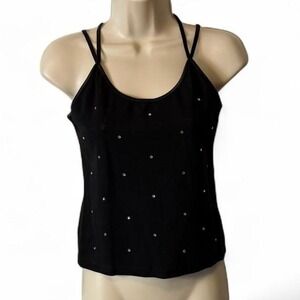 Y2K Energie Black Rhinestone Strappy Tank Top
